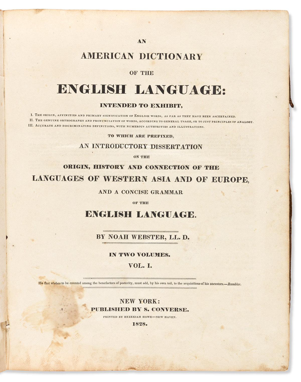 NOAH WEBSTER. An American Dictionary of the English Language.